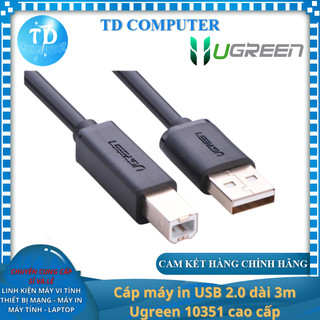 Cáp máy in usb 2.0 dài 3m ugreen 10351 cao cấp - hàng chính hãng