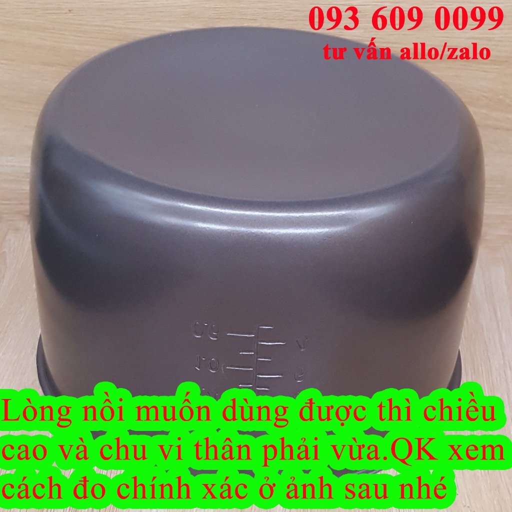 Lòng nồi cơm điện cao 14 cm 1.8 L  chống dính đen nặng 500 gr