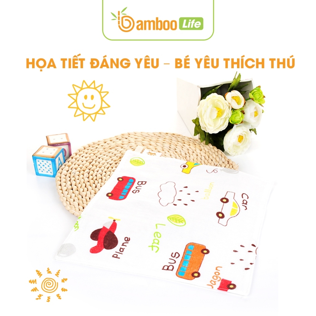 Set 5 khăn sữa cho bé Bamboo Life chính hãng chất liệu sợi tre 30x30 cm mềm mịn thấm hút kháng khuẩn an toàn cho bé