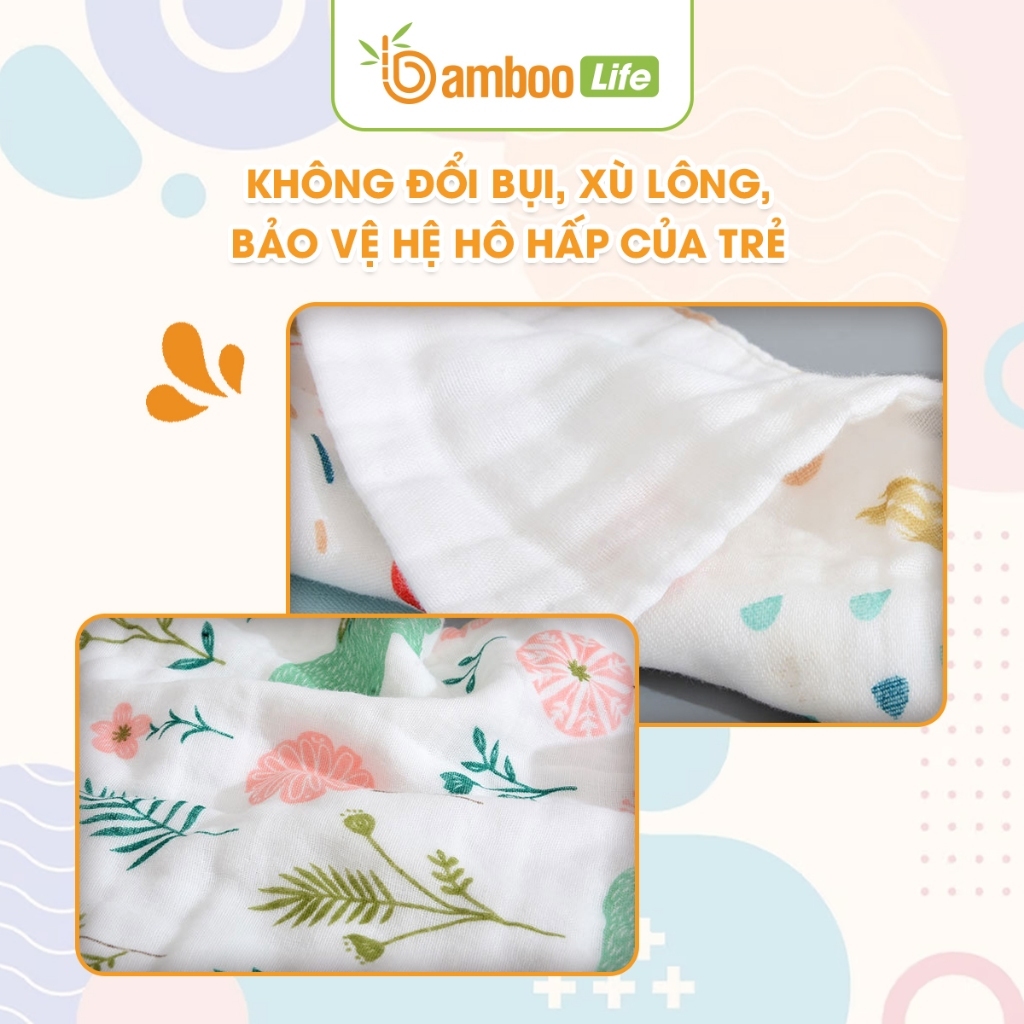 Set 5 khăn sữa cho bé Bamboo Life chính hãng chất liệu sợi tre 30x30 cm mềm mịn thấm hút kháng khuẩn an toàn cho bé