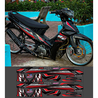 Tem Rc v2 đen chỉ đỏ dán xe sirius 50-110 xe đen nhản dán decal