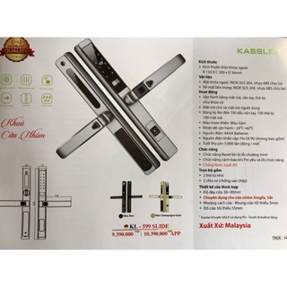 Khóa vân tay cửa nhôm Kassler KL-599 SLIDE Nhập Khẩu Malaysia khả năng chống nước,chống cháy,an toàn,sang trong hiện đại