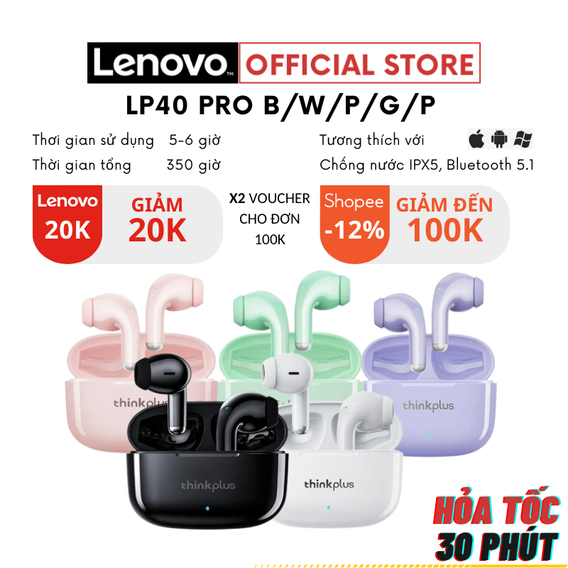 Tai nghe Bluetooth Lenovo LP40 Pro 5.1 HD - Chống ồn - Có micro