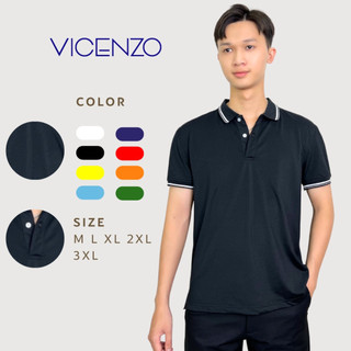 Áo Polo Nam Tay Ngắn Vải Mềm Mịn Hút Mồ Hôi Thoáng Mát, Áo Polo Nam Ngắn Tay Vicenzo Trơn Cao Cấp Form Cơ Bản