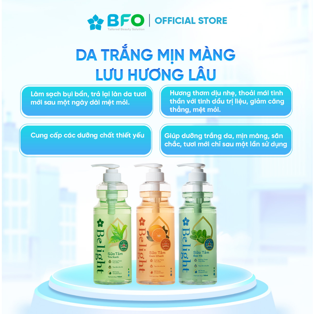 Sữa tắm tinh dầu thư giãn chiết xuất thành phần thiên nhiên Belight BFO dung tích 700ml