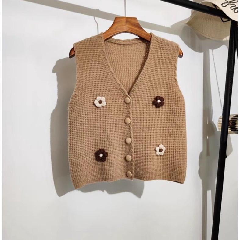 ÁO LEN GHILE ĐÍNH HOA 1007097 Trần Hân Shop