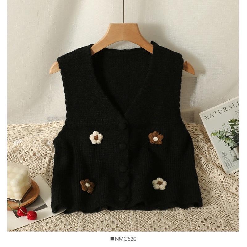 ÁO LEN GHILE ĐÍNH HOA 1007097 Trần Hân Shop