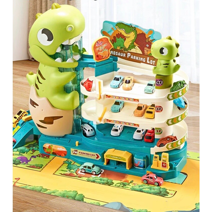 BỘ ĐỒ CHƠI BÃI XE KHỦNG LONG CÓ THỂ KẾT HỢP CÙNG BỘ ĐỒ CHƠI ĐƯỜNG ĐUA HẦM KHỦNG LONG