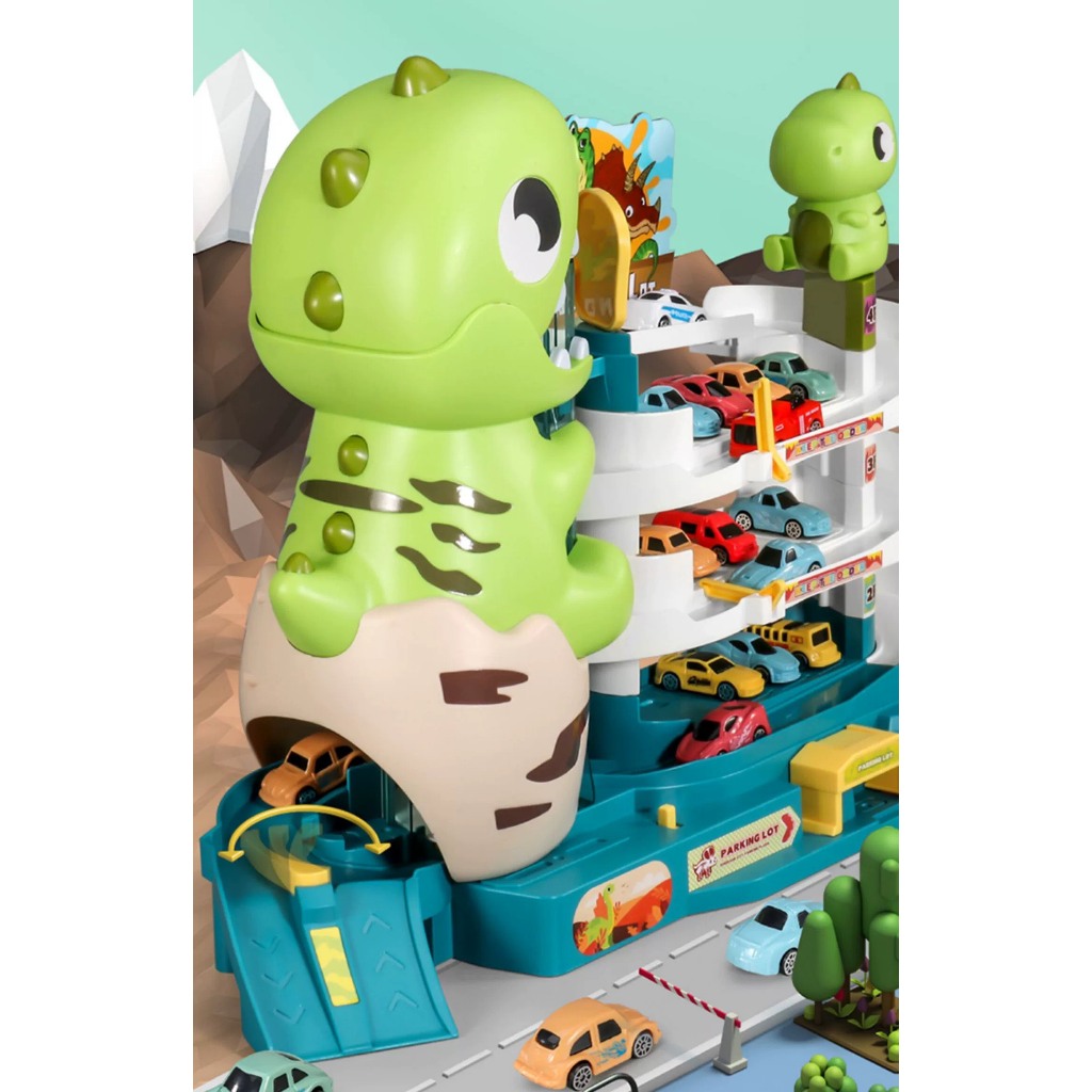 BỘ ĐỒ CHƠI BÃI XE KHỦNG LONG CÓ THỂ KẾT HỢP CÙNG BỘ ĐỒ CHƠI ĐƯỜNG ĐUA HẦM KHỦNG LONG