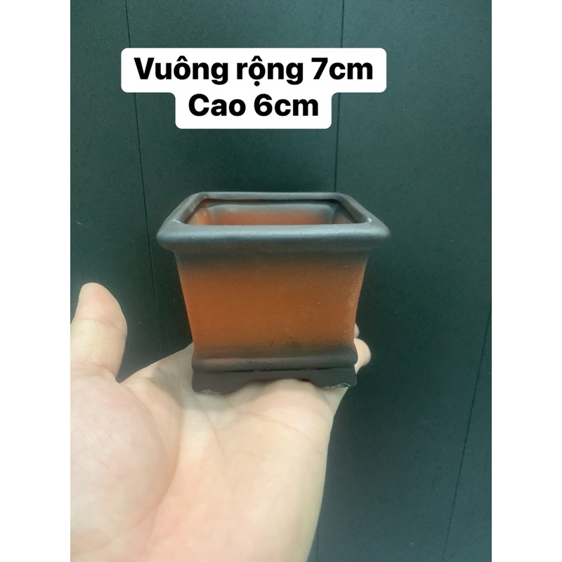Chậu vuông mini gốm bát tràng màu đỏ