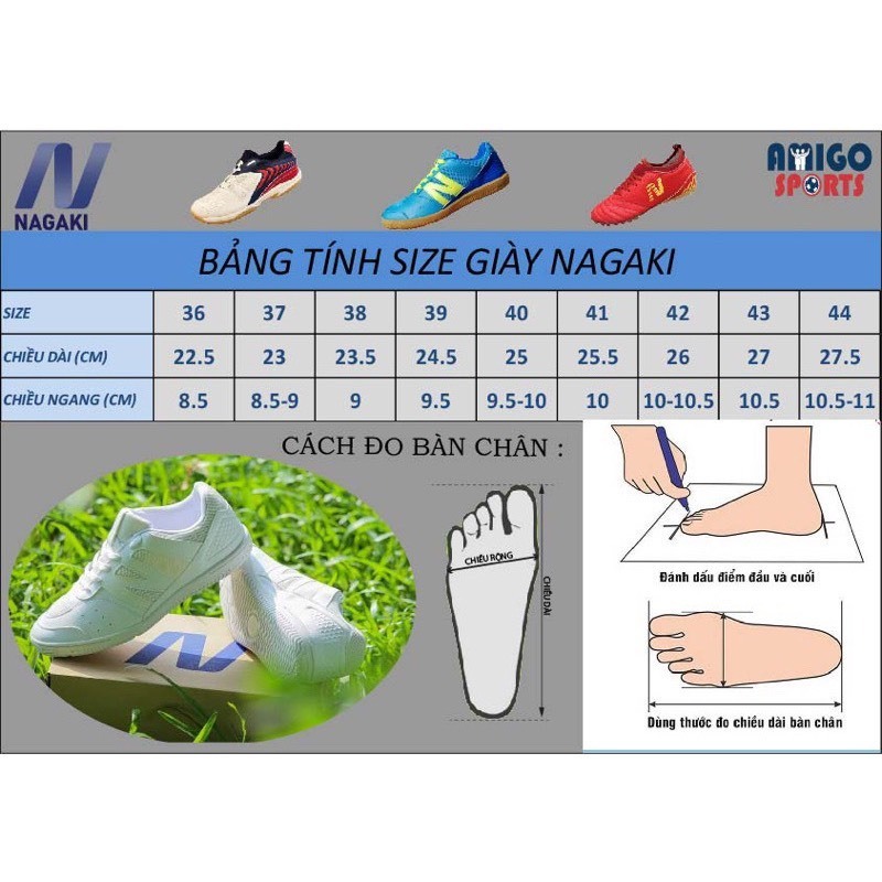 Giày Cầu Lông Bóng Bàn NAGAKI KARYU Đế Kếp Chống Bào Mòn Trơn Trượt Bám Sân Cực Tốt