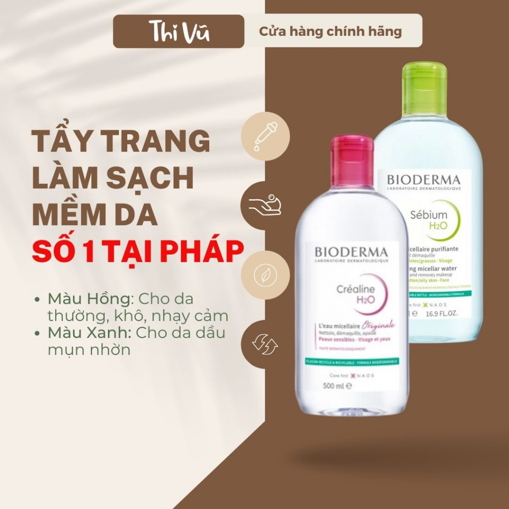 Nước tẩy trang Bidema Sensibio H20 500ml dành cho mọi loại da nhaỵ cảm da dầu mụn khô 500ml HÀNG XÁCH AUTH