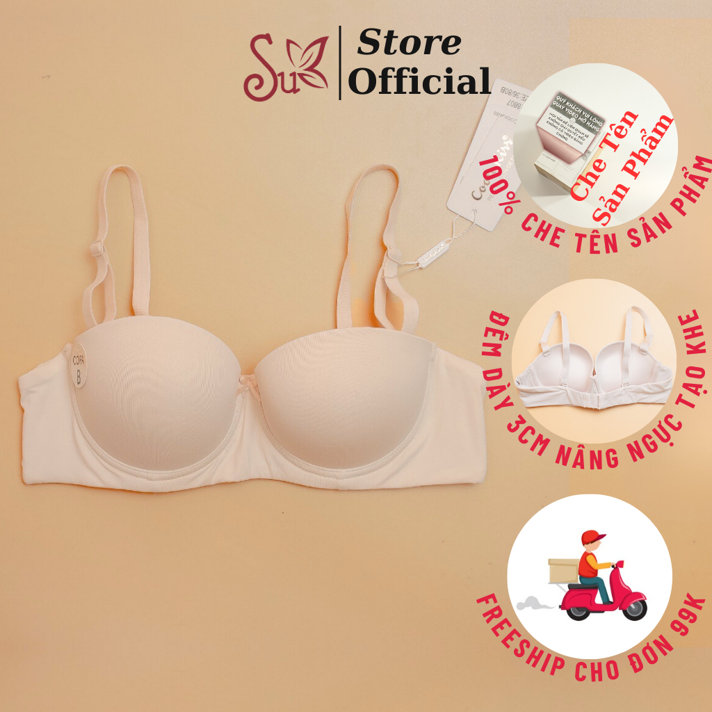 Áo Ngực Quả Ngang Chất Su Đúc Nguyên Khối Form Đẹp Đệm Dày 3Cm Nâng Ngực Tạo Khe Gợi Cảm 8807