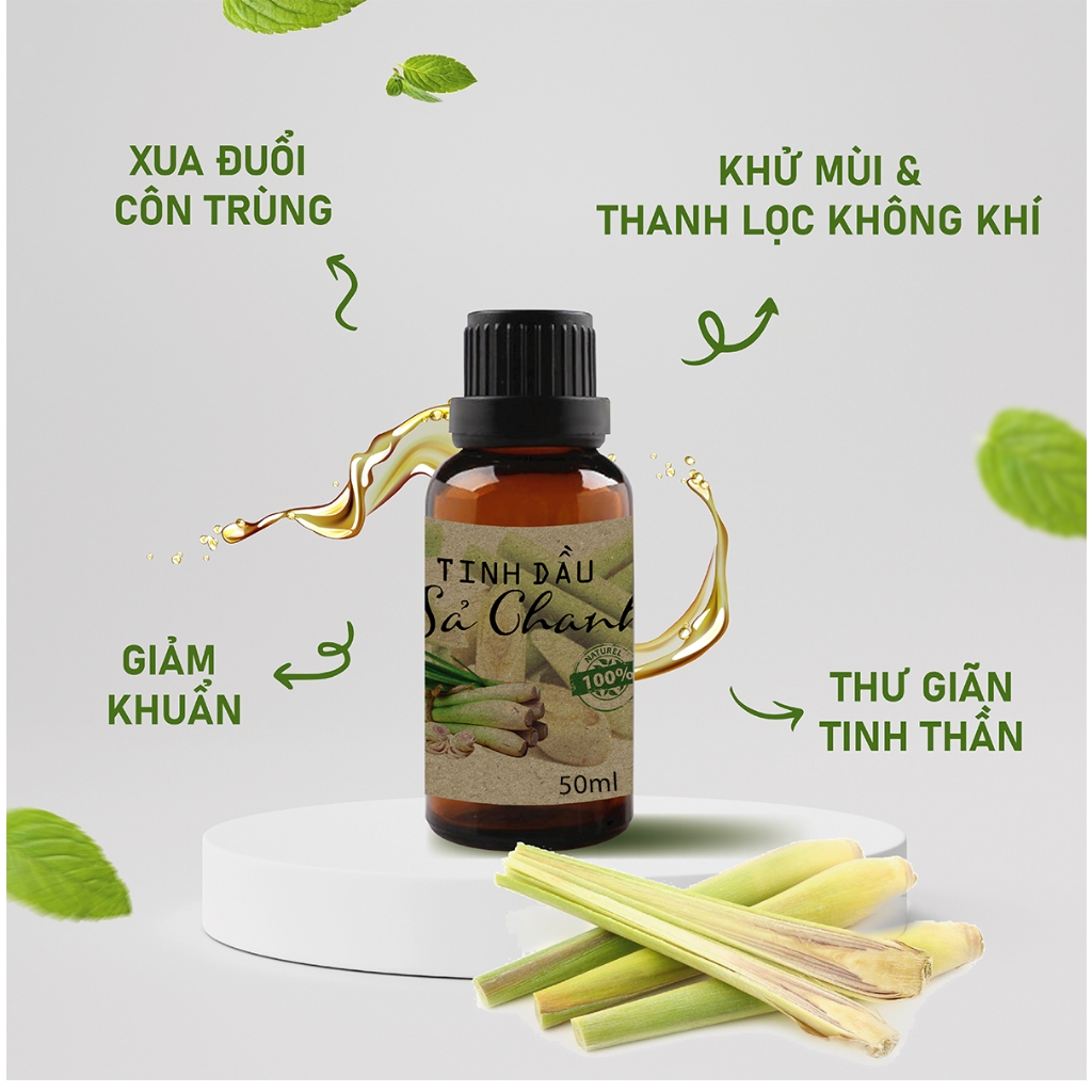 Tinh dầu sả chanh nguyên chất  giúp thơm phòng, thư giãn và đuổi muỗi 100ml - avaskincare