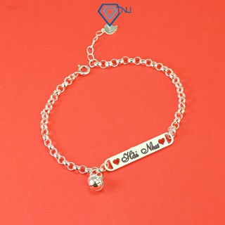  Lắc bạc cho bé khắc tên theo yêu cầu gắn chuông bạc may mắn LTT0149 - Trang Sức TNJ 