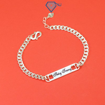 Lắc bạc cho bé mẫu thanh bạc khắc tên theo yêu cầu LTT0150 - Trang Sức TNJ