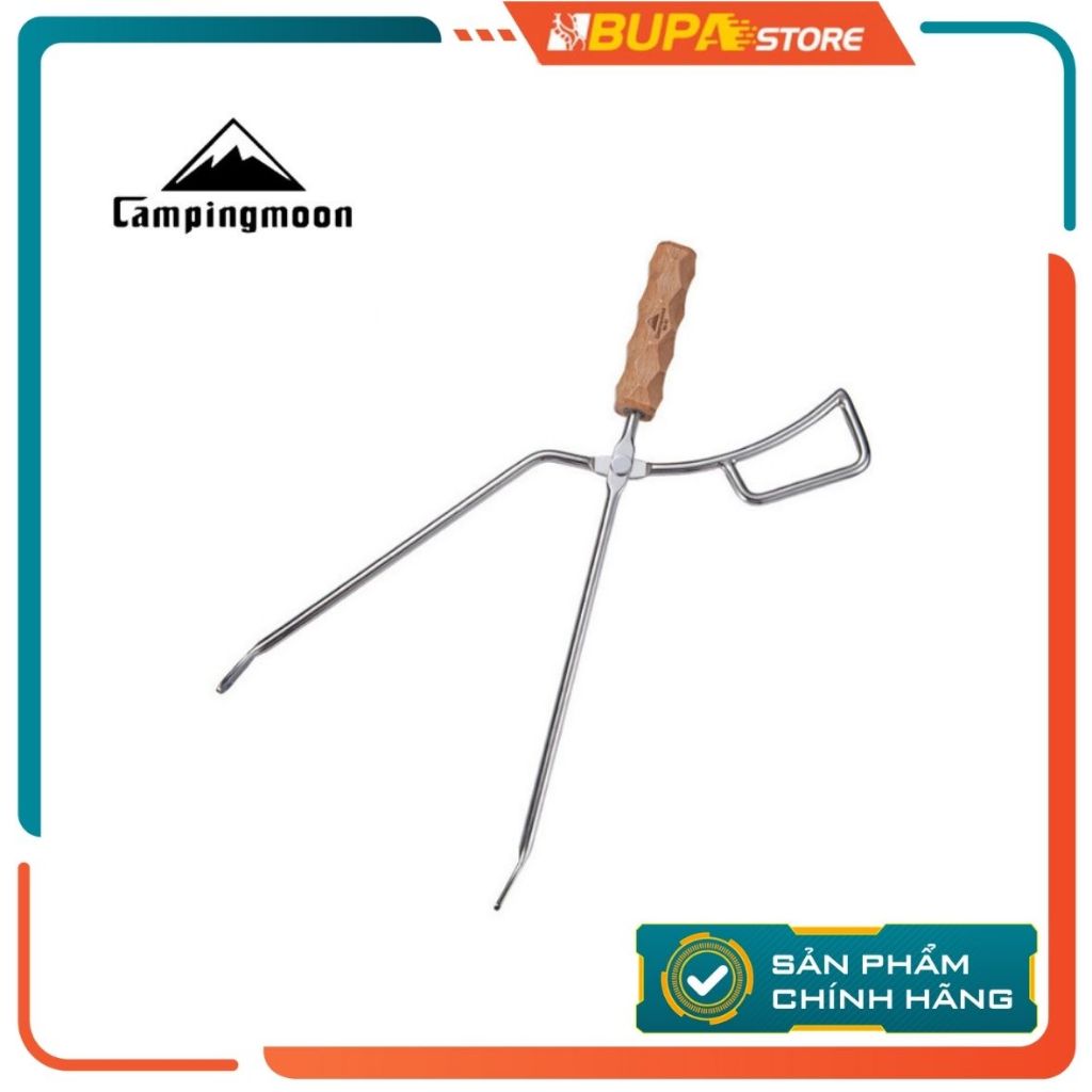 Kẹp gắp than, củi Inox 304 tay cầm gỗ Campingmoon MS-42