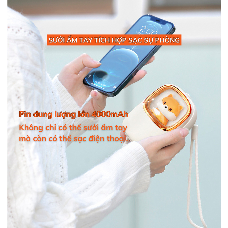 Máy Sưởi Ấm Tay DELADEP 2 Chế Độ Sưởi Ấm, Dung Lượng Pin Lớn 4000mAh, Hình Hoạt Hình Dễ Thương SAT01