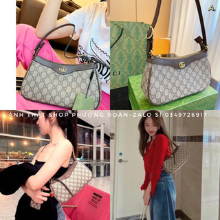 Túi Kẹp nách Gu viền nâu size 23cm mẫu mới kèm hộp xanh