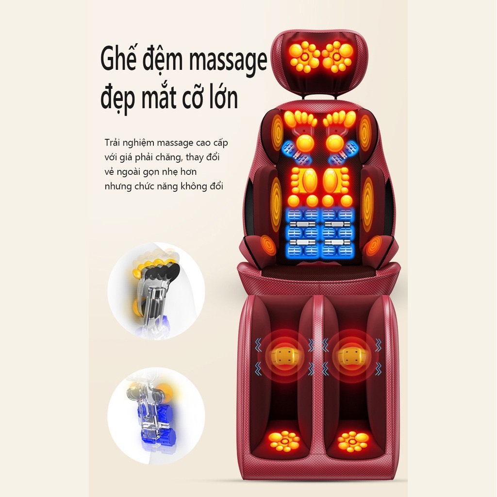 Ghế Massage Toàn Thân EMS - Thảm Matxa Toàn Thân Cổ, Vai, Gáy Kết Hợp Bi xoay và hồng ngoại