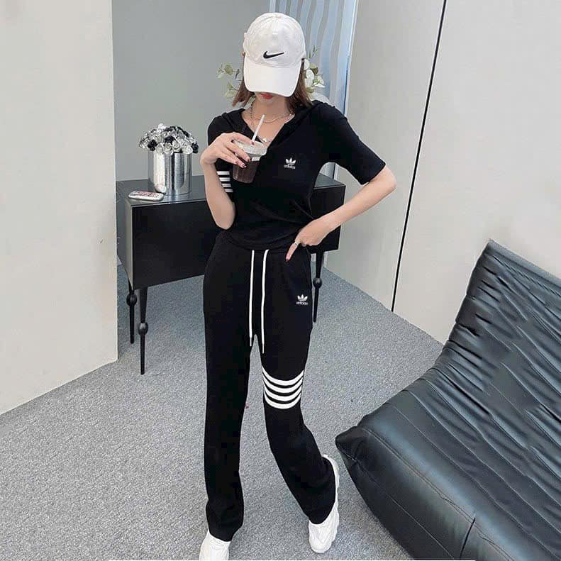Set bộ nữ Adidas, áo mũ quần dài, chất mềm mại