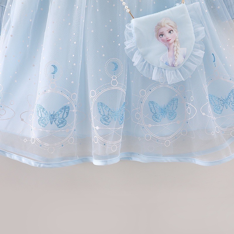 Váy voan elsa bé gái kèm túi 90-140