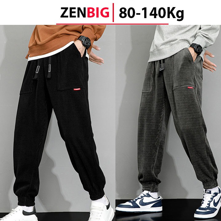 (ZENBIG - 80-140Kg) Quần jogger nam big size dành cho người mâp người béo, quần thu đông nam big size vải dày dặn