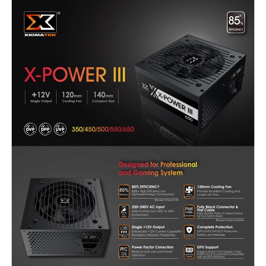 Nguồn máy tính Xigmatek X Power III X350 - X500 - X550 - X650 Nguôn  công xuất thực, chính hãng
