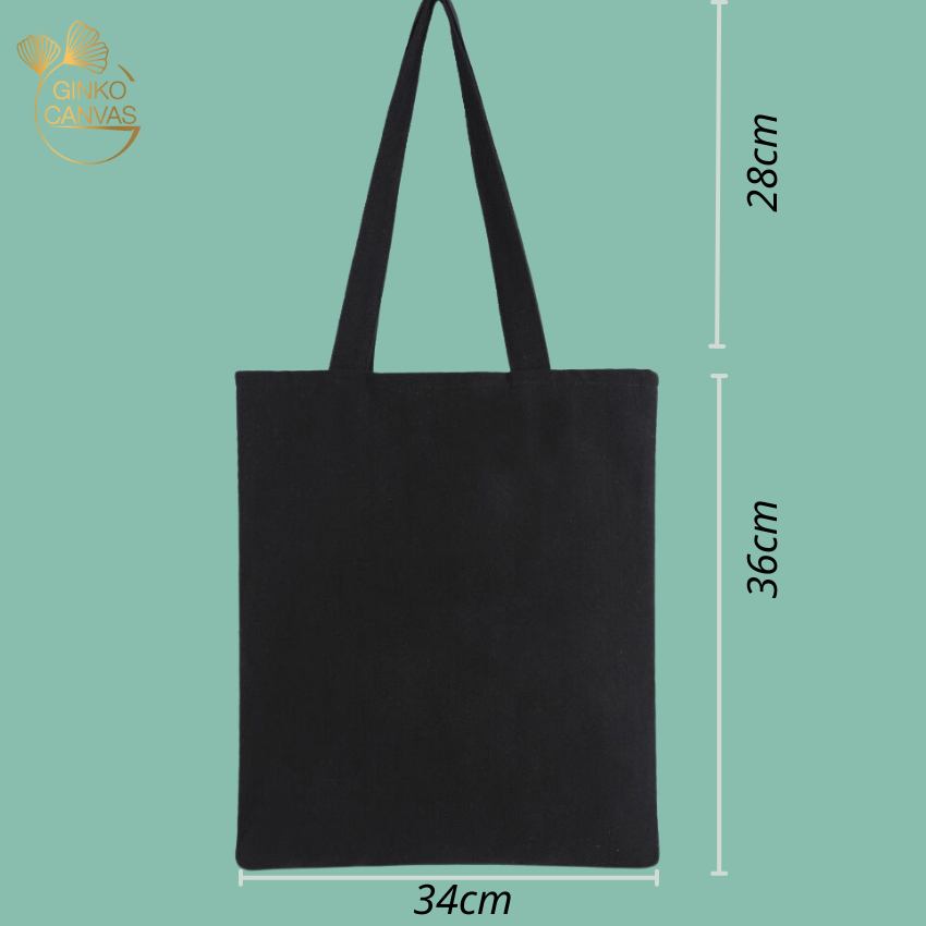Túi Vải Tote Ginko Có Dây Kéo Khóa  Phong Cách ulzzang Hàn Quốc In Hình Back To Basics B08