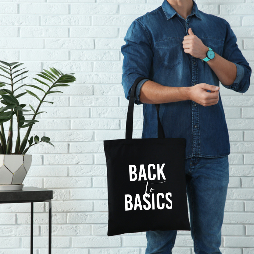 Túi Vải Tote Ginko Có Dây Kéo Khóa  Phong Cách ulzzang Hàn Quốc In Hình Back To Basics B08