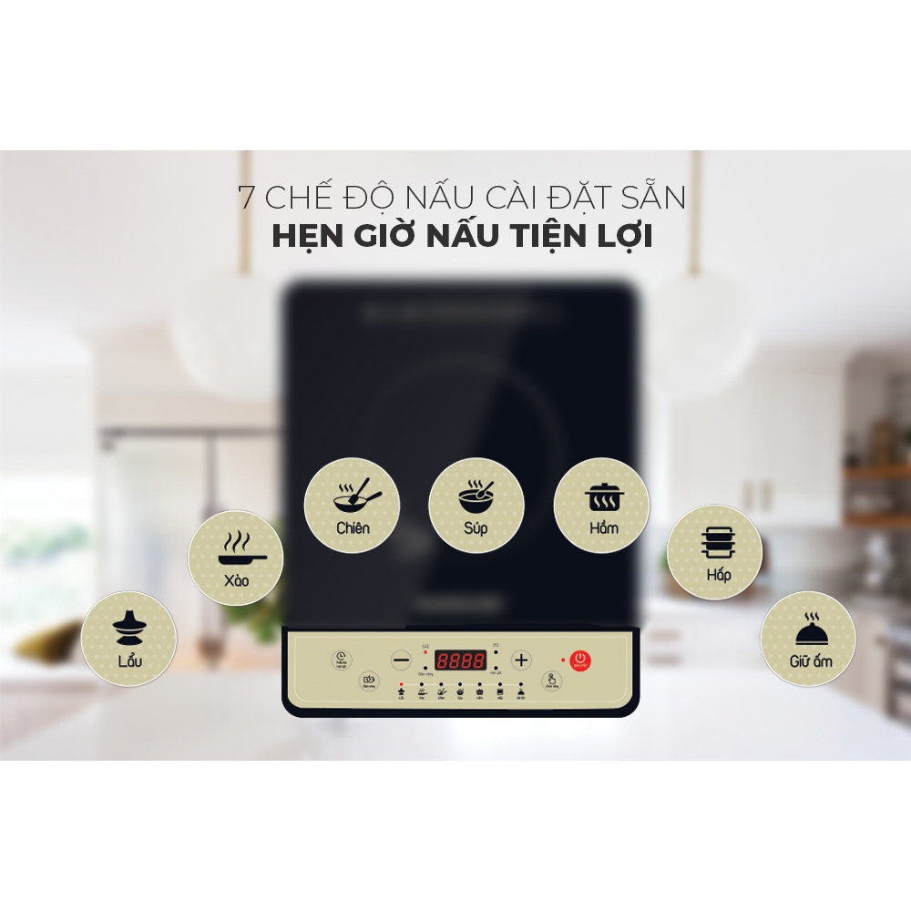 Bếp từ đơn Sunhouse SHD6158 | Công suất 1800W | Bảo hành chính hãng 12 tháng | Phím bấm điện