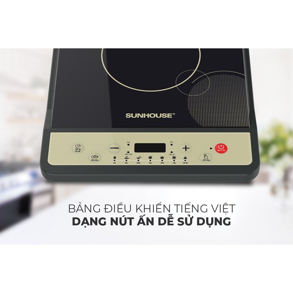 Bếp từ đơn Sunhouse SHD6158 | Công suất 1800W | Bảo hành chính hãng 12 tháng | Phím bấm điện
