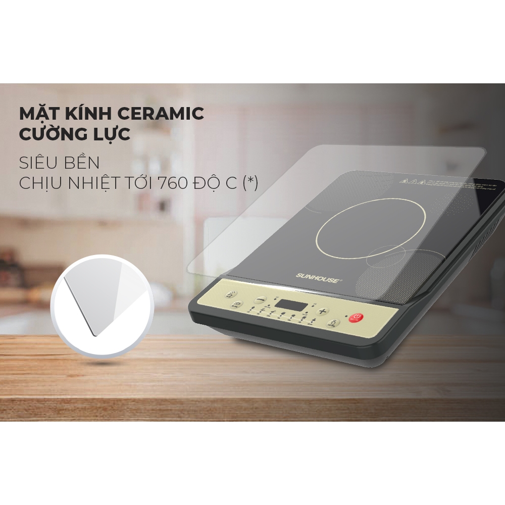 Bếp từ đơn Sunhouse SHD6158 | Công suất 1800W | Bảo hành chính hãng 12 tháng | Phím bấm điện