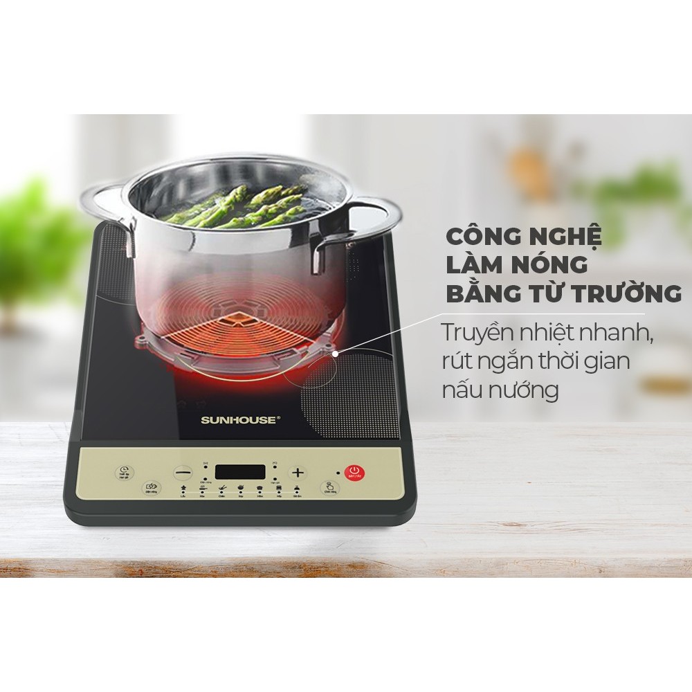 Bếp từ đơn Sunhouse SHD6158 | Công suất 1800W | Bảo hành chính hãng 12 tháng | Phím bấm điện