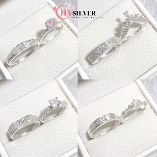Nhẫn đôi bạc chy silver đính đá nd03 bạc thật