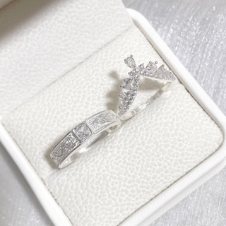  Nhẫn đôi bạc CHY SILVER nam long phụng nữ vương miện đính đá bạc thật 