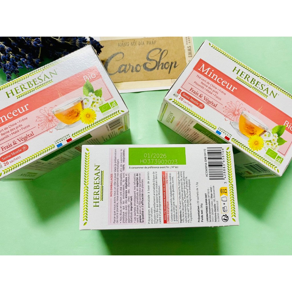 Trà giảm cân HERBESAN Minceur hộp 20 túi lọc - Nội địa Pháp