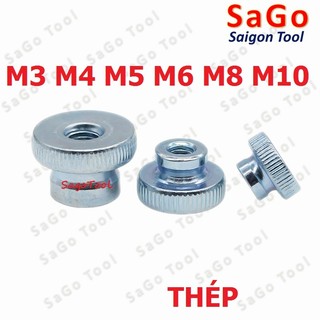 Núm vặn ren âm lỗ suốt bằng thép, núm vặn có khía size m3 m4 m5 m6 m8 m10
