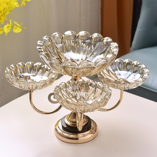 TẾT 2024- Khay mứt tết đựng bánh kẹo pha lê 2 tầng, khay đựng hoa quả trang trí ngày tết phong cách Châu Âu.