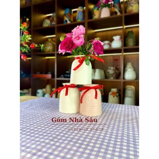 Bình hoa mini dáng giỏ men bóng-Gốm sứ Bát Tràng-Gốm Nhà Sâu