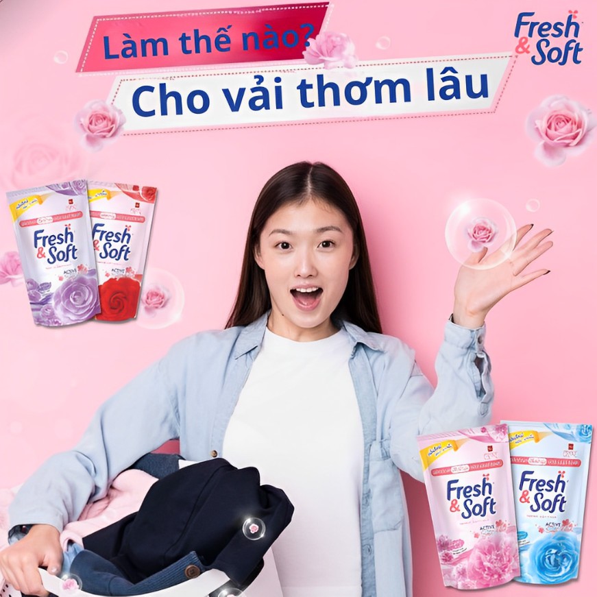 Nước Xả Vải Thái Lan Quần Áo Fresh & Soft Hương Thơm Lâu 500ml
