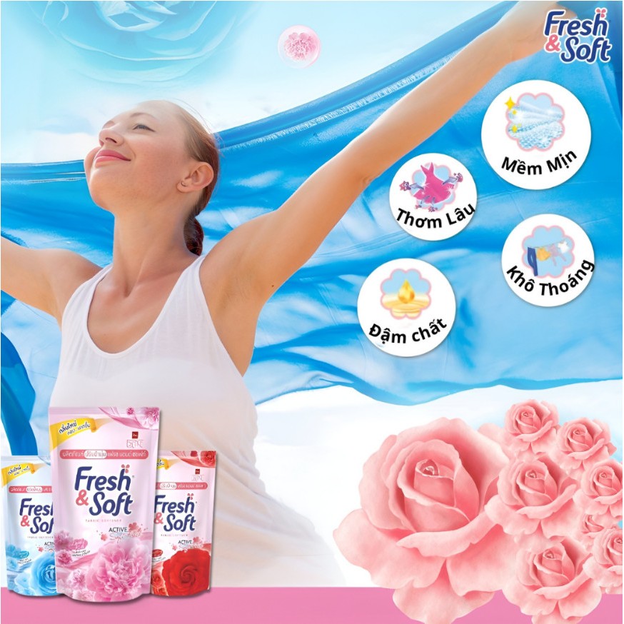 Nước Xả Vải Thái Lan Quần Áo Fresh & Soft Hương Thơm Lâu 500ml