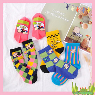 Tất cotton cổ cao in hình popeye phong cách Nhật unisex