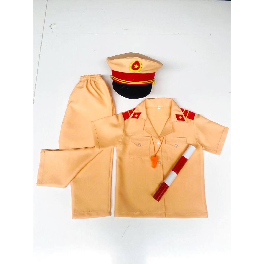 Bộ trang phục công an, bộ đội, cs giao thông, công nhân cho bé trai bé gái nhập vai nhân vật