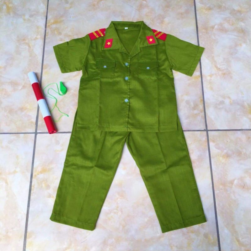 Bộ trang phục công an, bộ đội, cs giao thông, công nhân cho bé trai bé gái nhập vai nhân vật