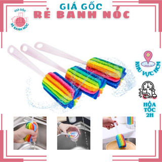  Cây Cọ Rửa Ly, Cốc ,Rửa Bình Nước Màu Sắc Cầu Vồng Có Cán Cầm Dài, Cây Rửa Ly Tiện Lợi Tạo Bọt Sạch Dễ Dùng