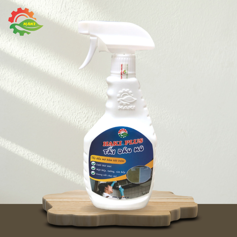 Tẩy dầu mỡ Haki Plus cao cấp tẩy dầu mỡ lưới hút mùi siêu sạch, dầu mỡ bám trên bếp, xoong nồi cháy khét lâu ngày 500ml