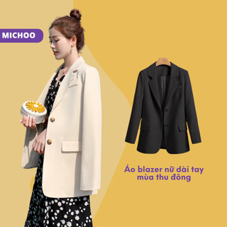 Áo Blazer Nữ Dài Tay MICHOO 1 Lớp Dáng Rộng Suông Phong Cách Hàn Quốc