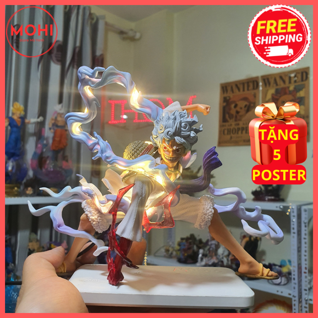 Mô hình Luffy Gear 5 Nika kiểu dáng chiến đấu siêu ngầu cao 18cm -Có hộp màu- Mô hình One Piece