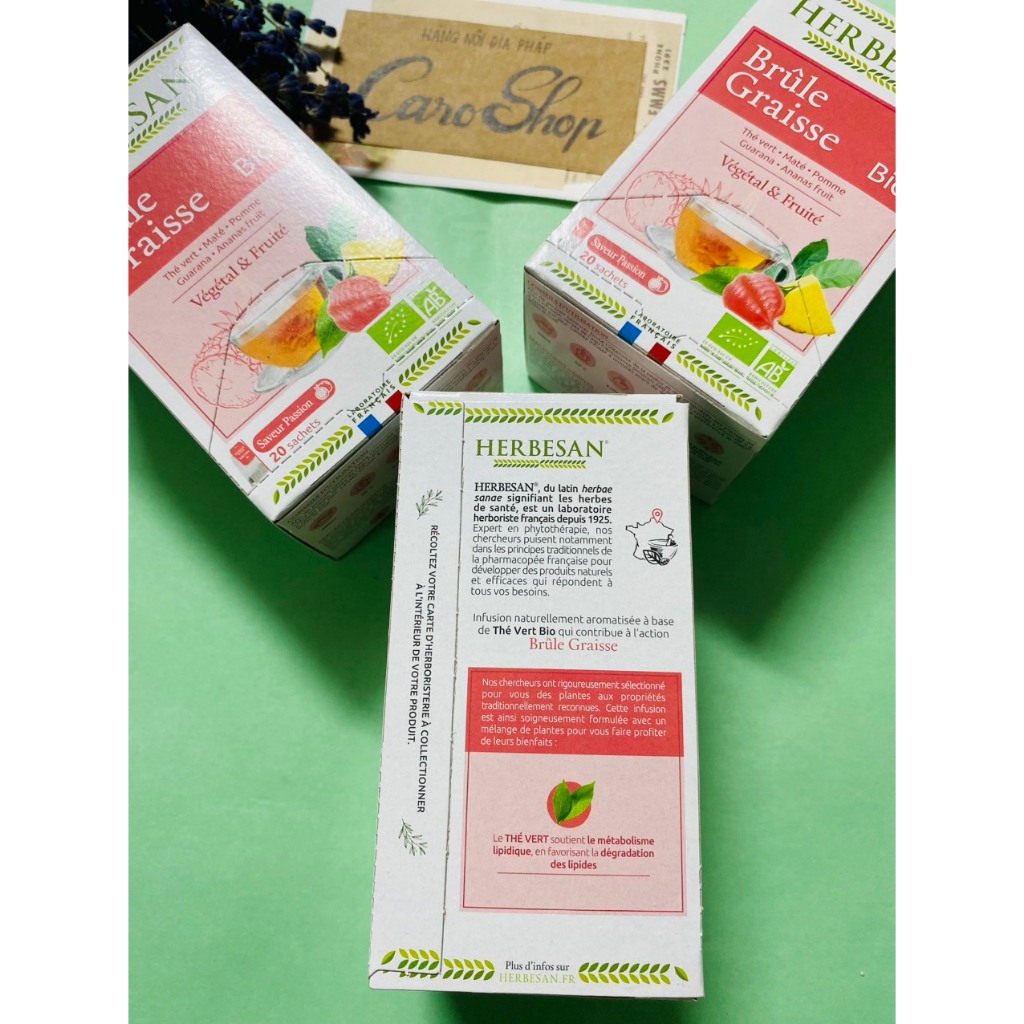 Trà giảm cân đốt mỡ HERBESAN Brule Graisse BIO Pháp